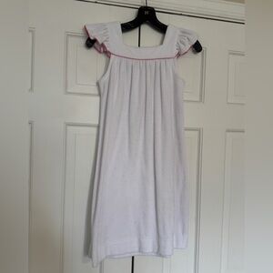 Girls White terry Swim Coverup with Pink Accents